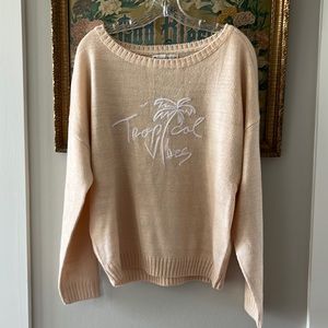 NWT Goldfish Kiss “Tropical Vibes” Sweater. Blush. Size M